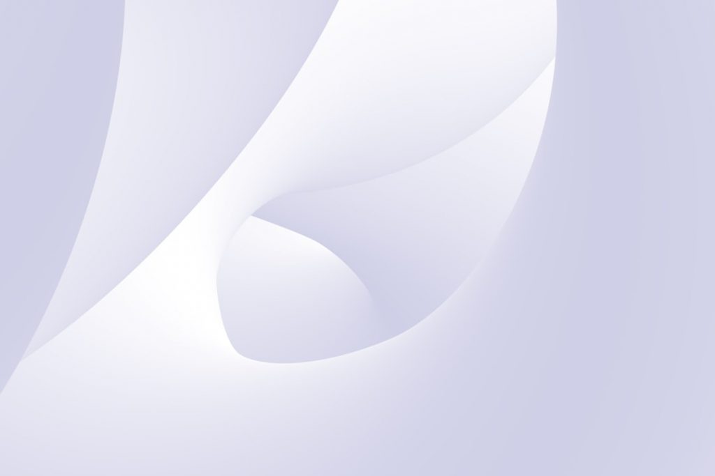 Abstract image with smooth, flowing white and light lavender shapes creating a soft, curved design. The gradients and curves give a sense of depth and gentle movement.