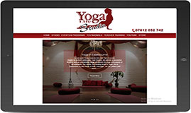 Image of Yoga Life Eastbourne website as viewed on a horizontal tablet